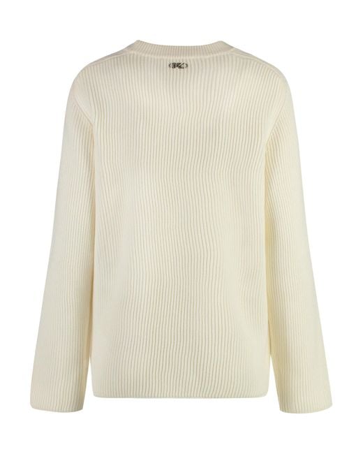 MICHAEL Michael Kors White Ribbed Crew Neck Jumper
