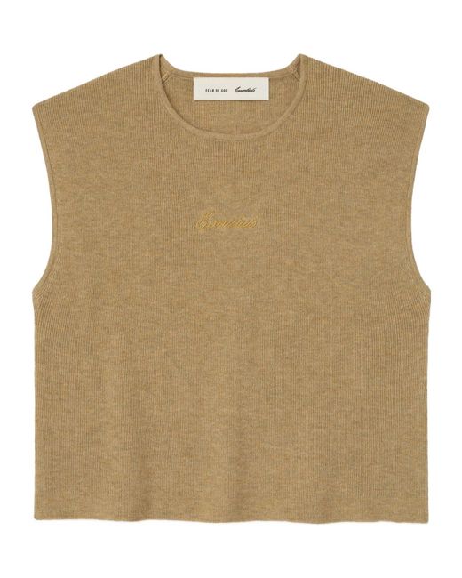 Fear Of God Natural Signature Rib Knit Cropped Top