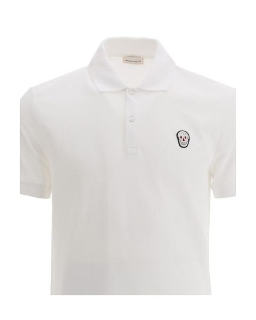 McQueen White Skull Patch Polo Shirt for men