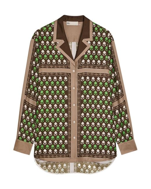 Tory Burch Green Printed Silk Shirt