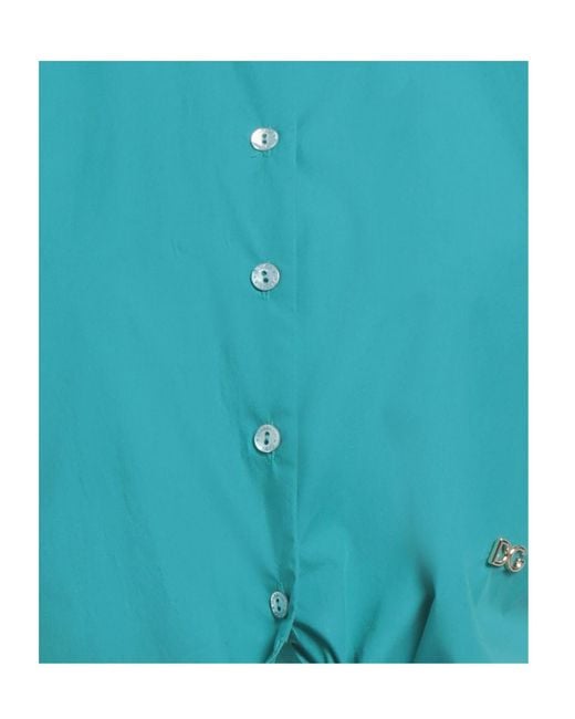Dolce & Gabbana Blue Solid Color Short-Sleeve Shirt