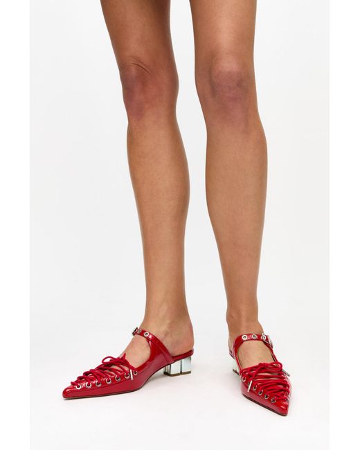 Ganni Red Lace-Up Mules