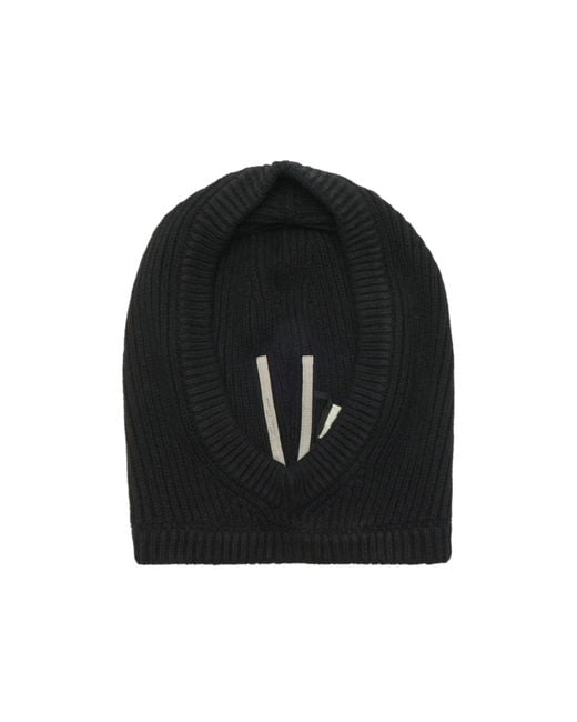 Rick Owens Black Ribbed-Knit Balaclava
