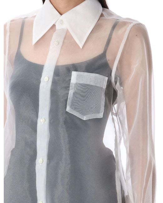 Comme des Garçons White Comme Des Garçons Sheer Long-Sleeved Shirt