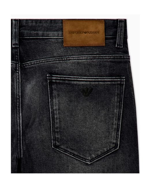 Emporio Armani Blue Five-Pocket Jeans Slim Fit Distressed With Paint Splatters for men