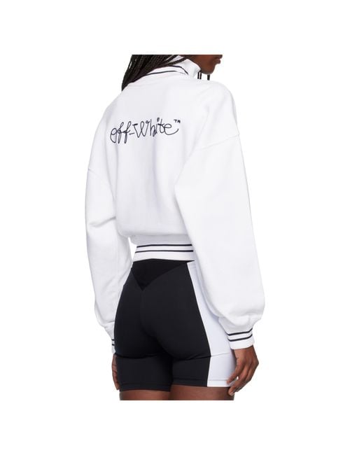 Off-White c/o Virgil Abloh White Logo-Embroidered Striped Bomber Jacket