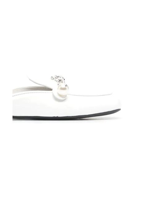 Miu Miu White Chain-Link Slippers