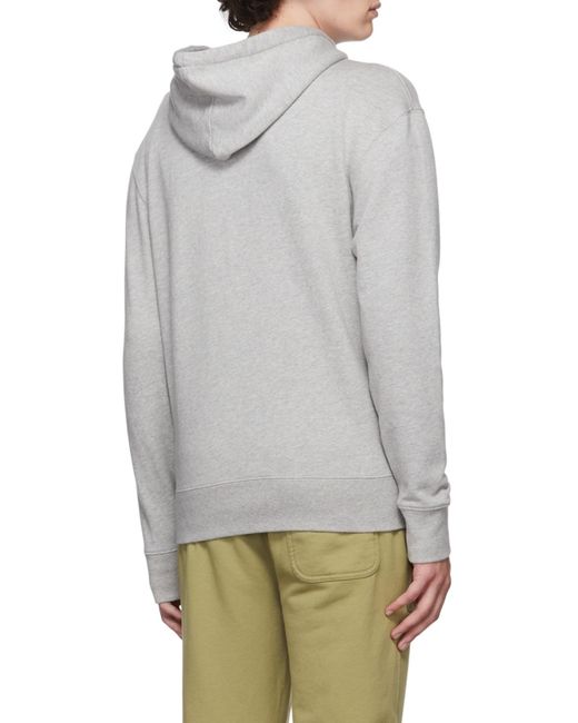 Maison Kitsuné Gray Fox-Embroidered Cotton Hoodie for men