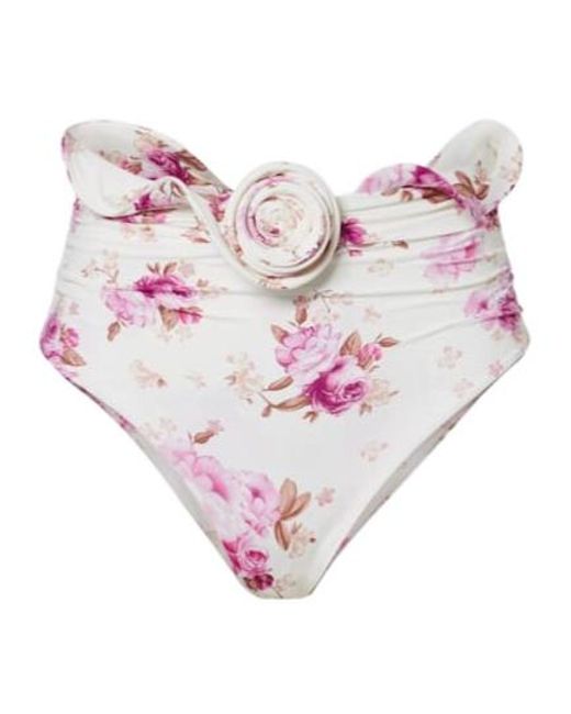 Magda Butrym Pink Floral-Appliqué Bikini Bottoms