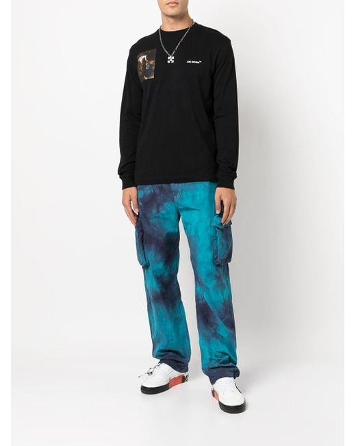 Off-White c/o Virgil Abloh Black Caravaggio-Print Cotton Sweatshirt for men