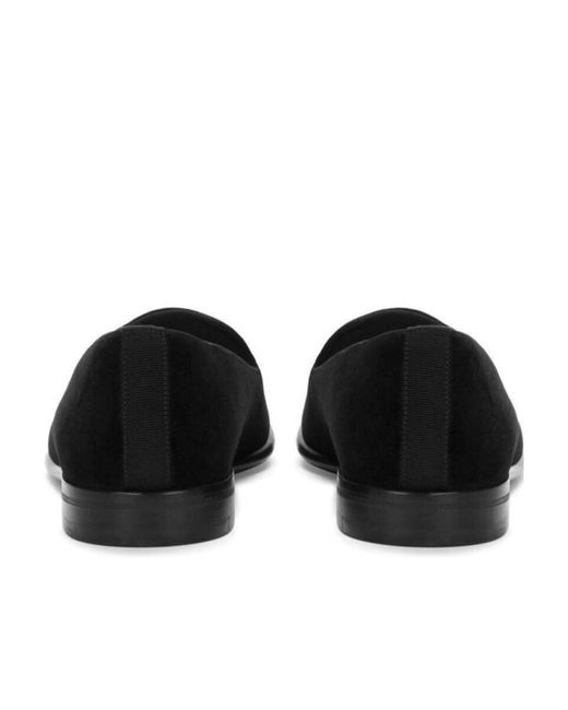 Dolce & Gabbana Black Round Toe Velvet Loafers for men
