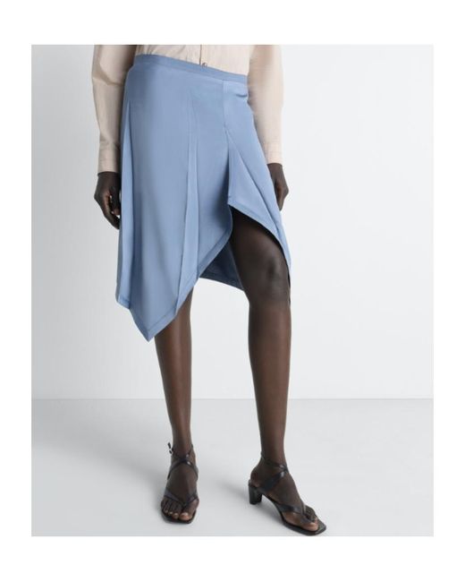 Lemaire Blue Pleated Asymmetric Skirt