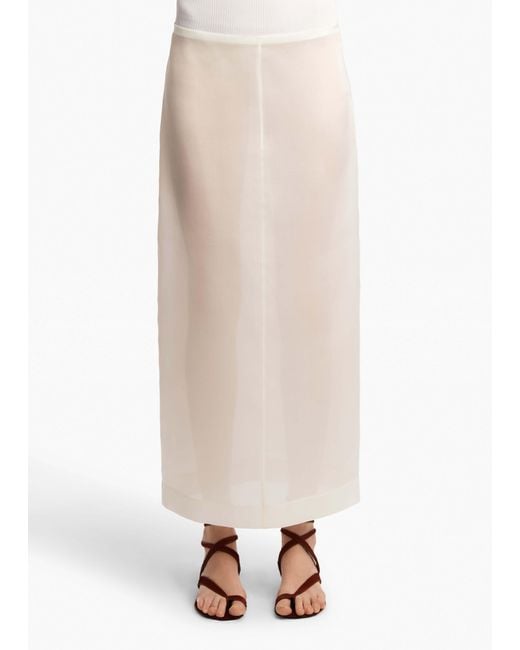 Khaite White Slit Skirt