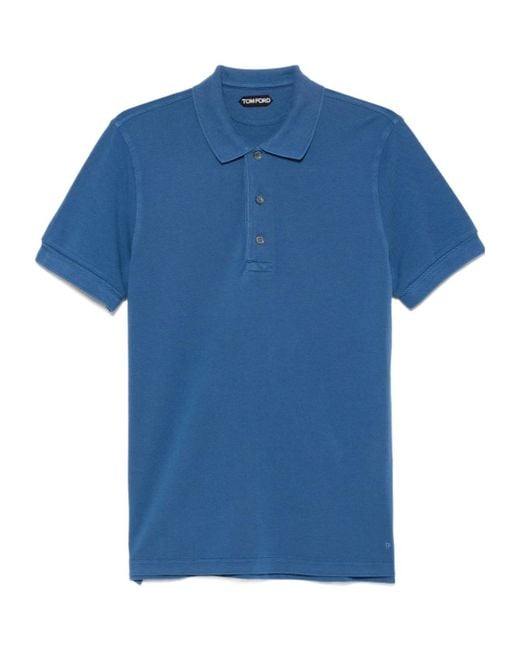 Tom Ford Blue Piquet Polo Shirt for men