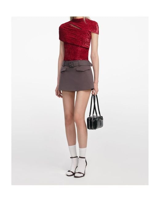 Self-Portrait Red Draped Lurex Blouse