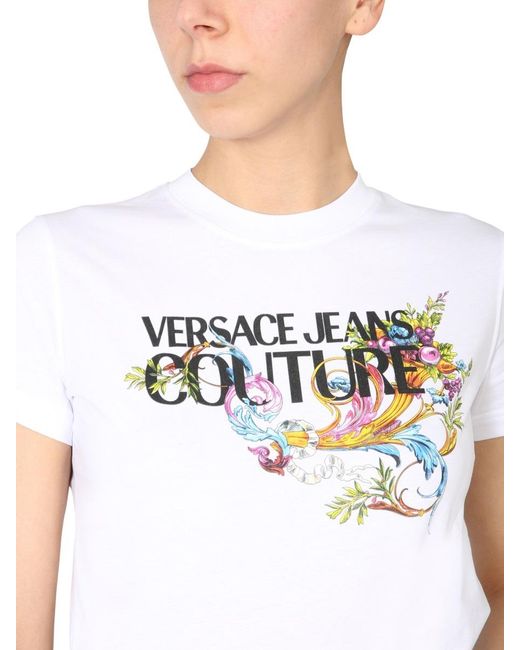 Versace Jeans White Logo Graphic Print Cotton T-Shirt