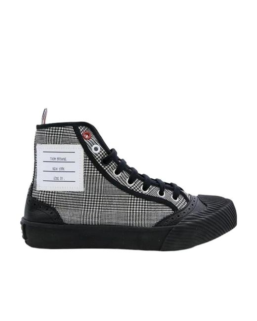 Thom Browne Black Check Round Head Casual Sneakers