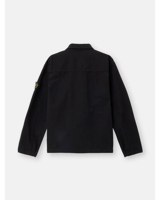 Stone Island Blue Logo Patch Long Sleeved Shirt for men