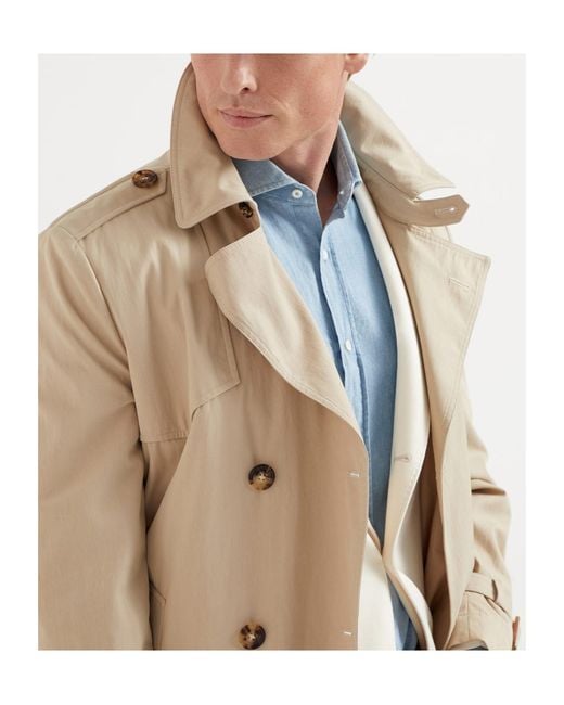 Brunello Cucinelli Blue Lapel Long-Sleeved Coat for men