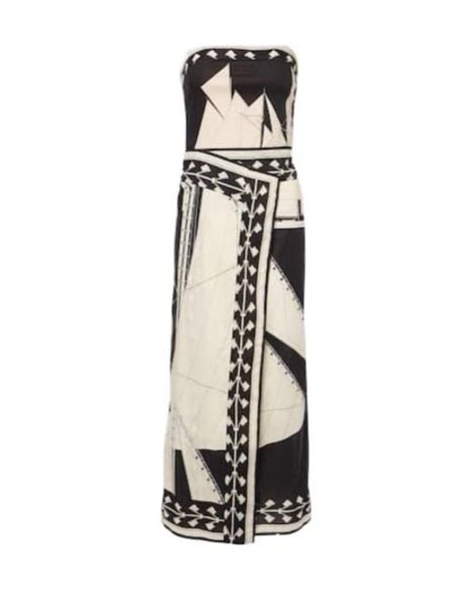 Johanna Ortiz White Printed Strapless Midi Dress