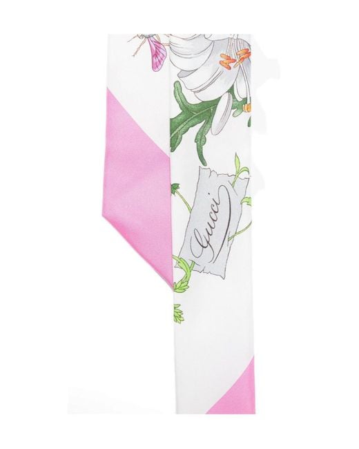 Gucci White Floral-Print Scarf