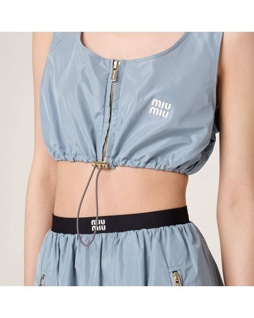 Miu Miu Blue Technical Silk Top