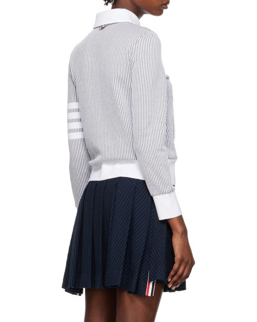 Thom Browne Blue Zip-Fastening Seersucker Jacket
