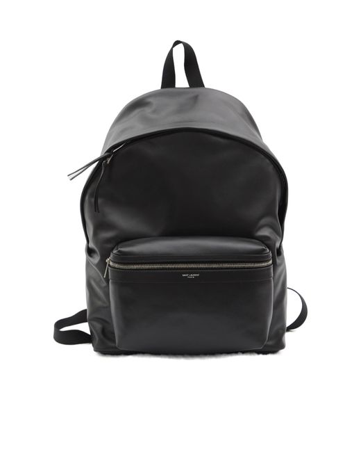 Saint Laurent Black Embossed-Logo Leather Backpack for men