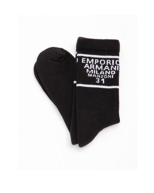 Emporio Armani Black Logo Decoration Socks Two-Piece Pack for men