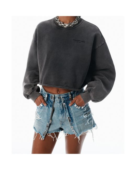 Alexander Wang Black Cropped Crewneck Sweatshirt
