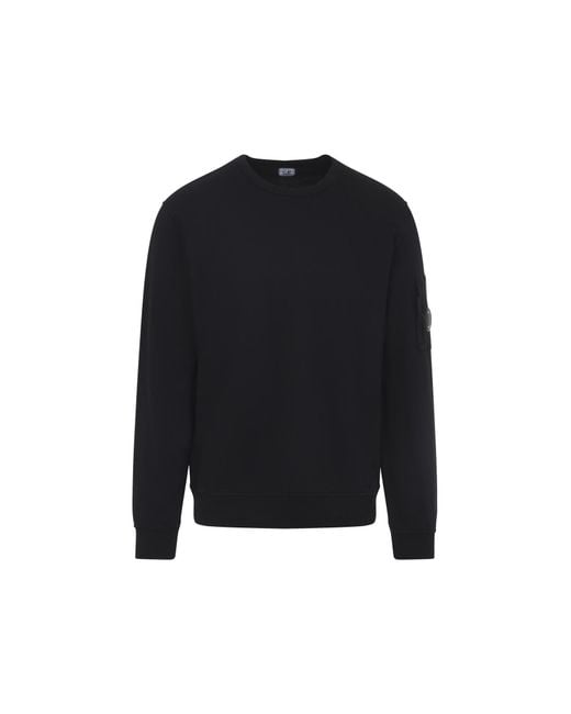 C P Company Blue Lens Detailed Light Fleece Crewneck Sweatshirt for men
