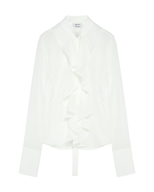 McQueen White Ruffled Long-Sleeve Shirt
