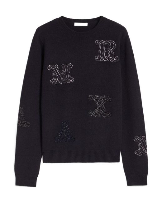 Max Mara Blue Logo Cashmere Sweater