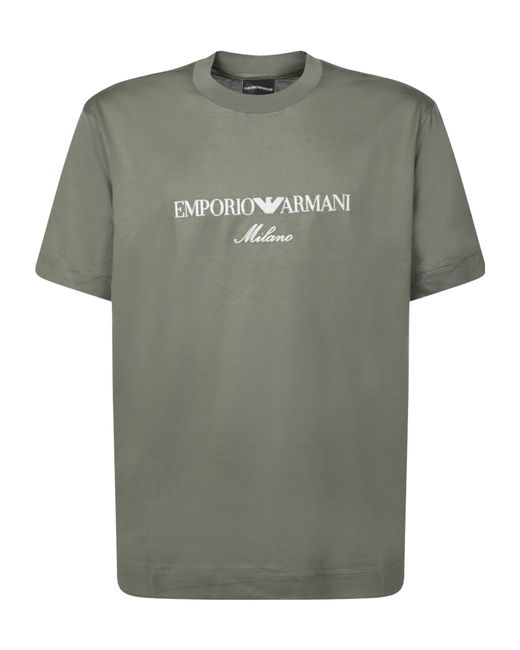 Emporio Armani Green Crewneck Short-Sleeved T-Shirt for men
