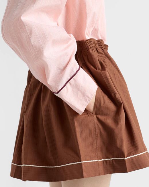 Prada Brown Elasticated Waistband Mini Skirt