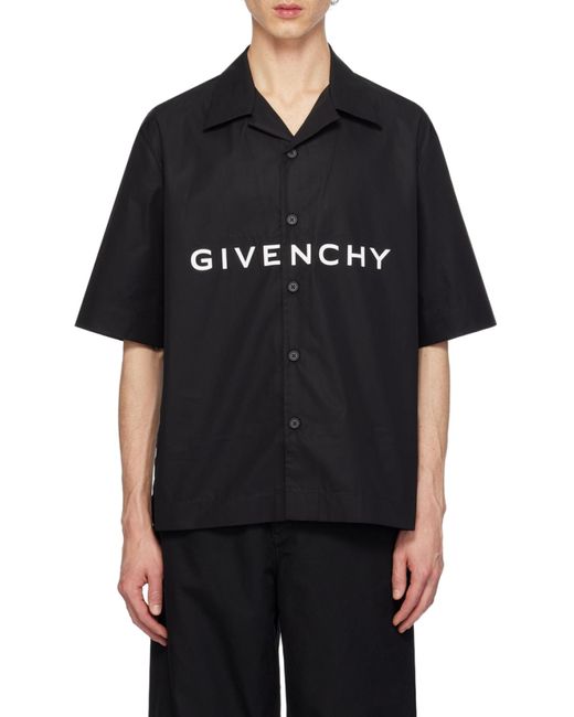 Givenchy Blue Logo Printed Short-Sleeved Shirt for men