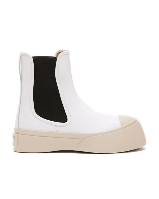 Marni White Chelsea Ankle Boots
