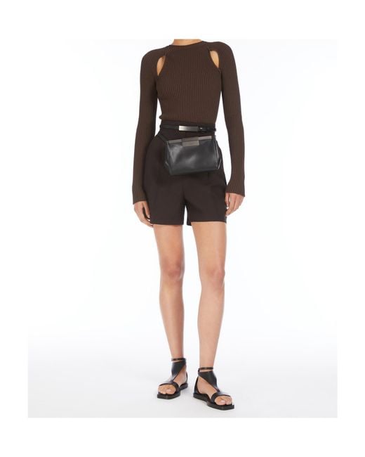 Max Mara Black Cut-Out Ribbed Long-Sleeve Top