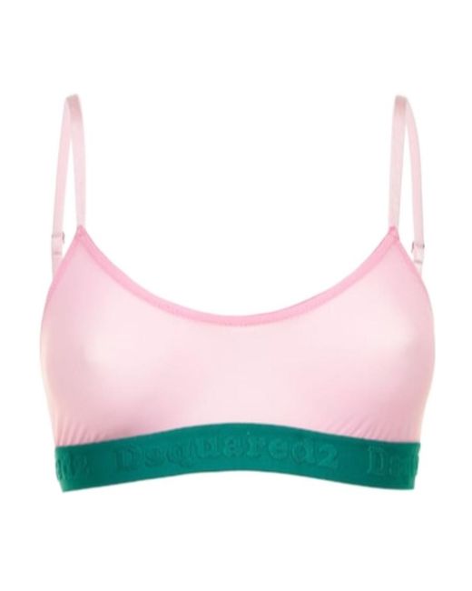 DSquared² Pink Logo Tulle Bra Underwear