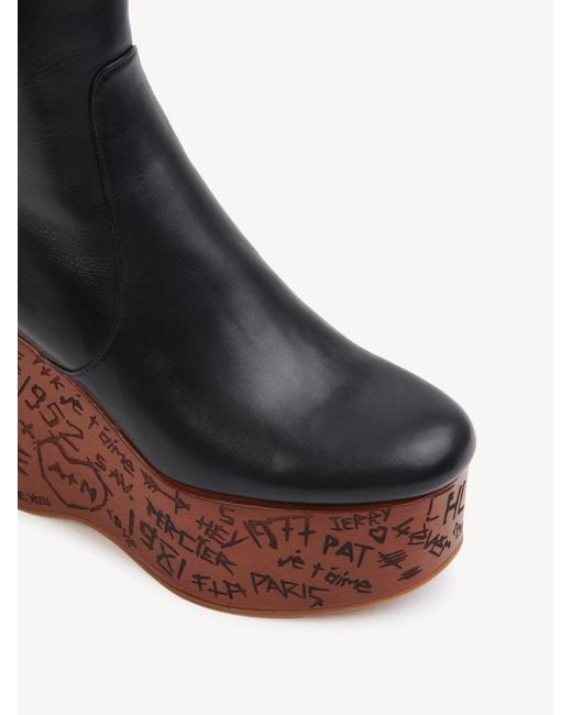 Chloé Brown Maxime Wedge Ankle Boot 100% Calf-Skin Leather