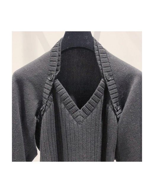 Alberta Ferretti Blue Mesh-Insert Knitted Top