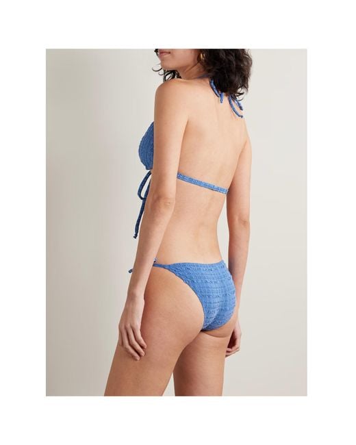Lisa Marie Fernandez Blue Striped Seersucker Triangle Bikini