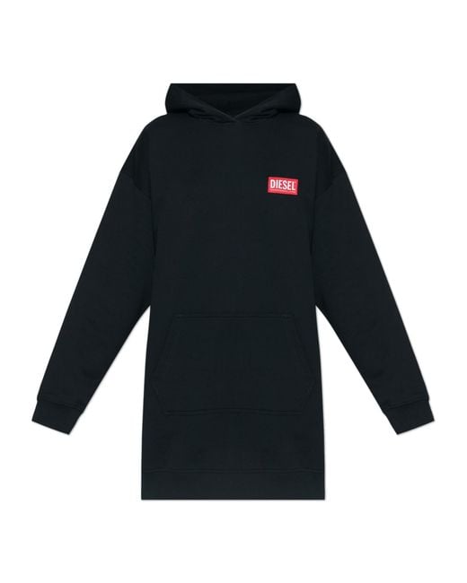 DIESEL Black D-Boxt Cotton Hoodie Dress