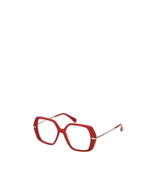 Max Mara Red Geometric Optical Glasses