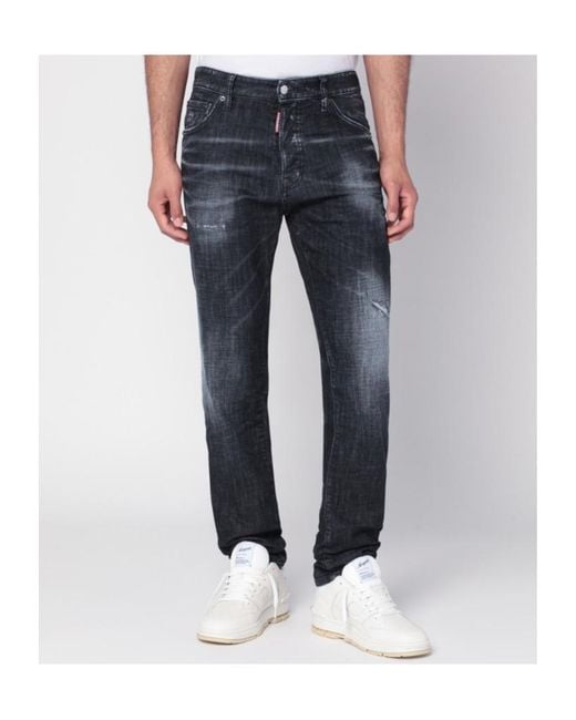 DSquared² Blue Cool Guy Straight Leg Distressed Jeans for men
