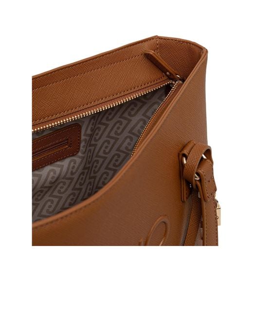 Liu Jo Brown Embossed Padlock Shoulder Bag