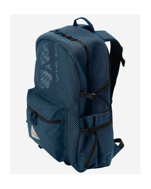 And Wander Blue Mesh Patchwork Backpack for men