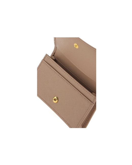 Prada Natural Logo Plaque Fold Over Cardholder