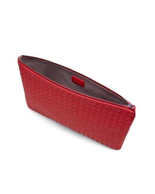 Bottega Veneta Red Weave Zipper Handbag for men