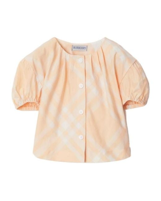 Burberry Natural Checked Cotton Blouse